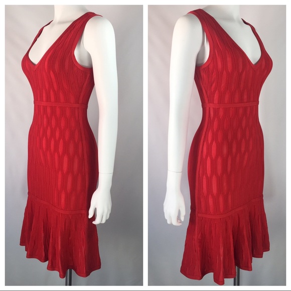 Herve Leger Max Azria Honeycomb V-Neck Dress - Picture 2 of 8